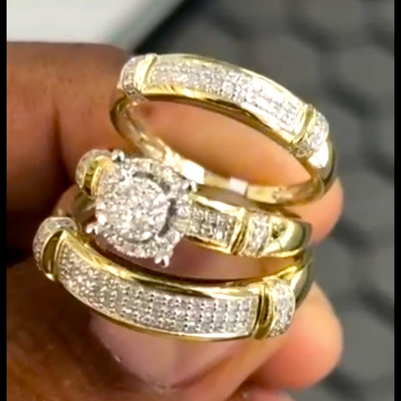 10k Solid Gold REAL Diamond wedding ring set his/hers appraisal doc included WOW - Picture 3 of 4